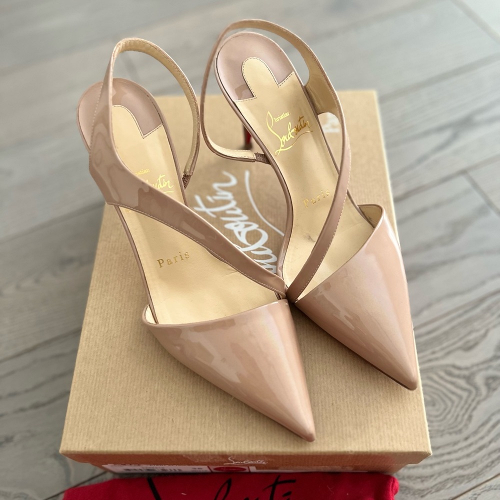 Christian Louboutin Patent Brandina Pumps 36 Nude